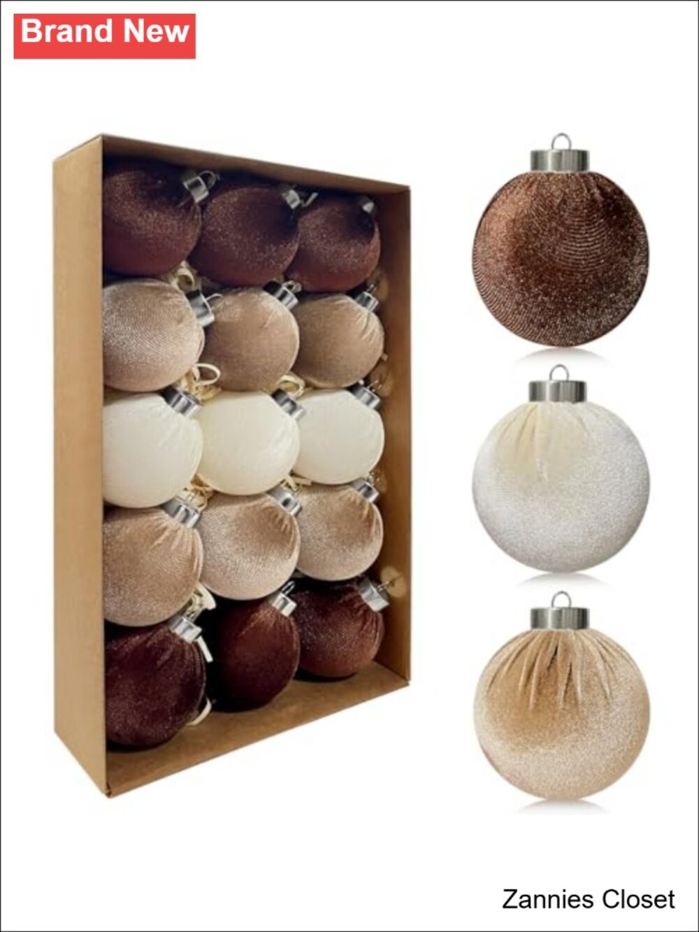 🎄 Velvet Christmas Ball Ornaments 15pc Shatterproof 80mm Tree Decor Set